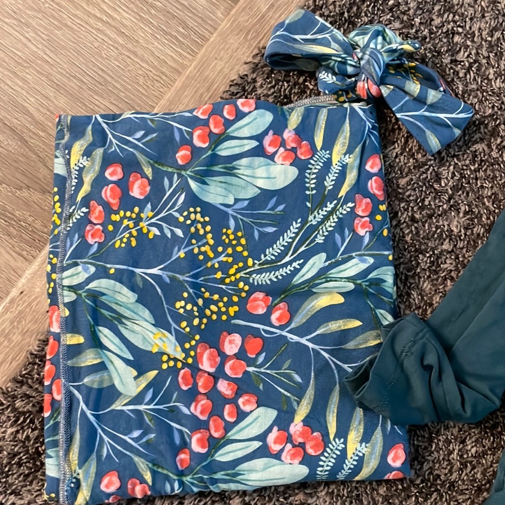 MilkMaid Goods Baby Girl Swaddle/Headband + Matching Maternity Robe